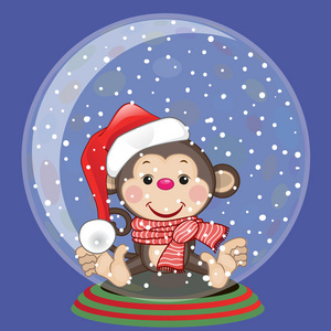 可爱的圣诞老人猴子