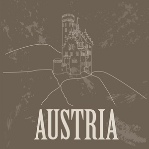 奥地利的地标。复古风格的图像
