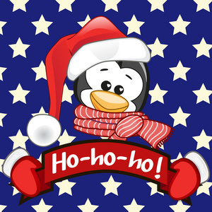 可爱的圣诞老人企鹅