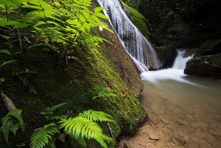 美丽的瀑布，在泰国的北部丛林中图片