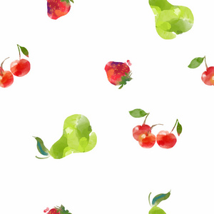 水彩的无缝水果图案