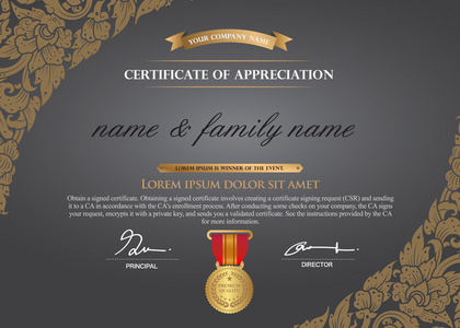 泰语摘要证书设计模板照片