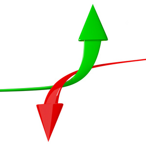 向上和向下箭头,在白色背景上孤立照片