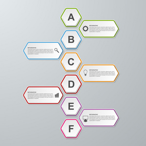 抽象三维六角业务选项信息图表模板