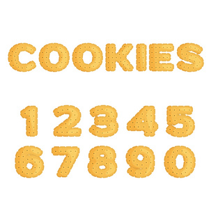 数字制成的饼干在平的设计