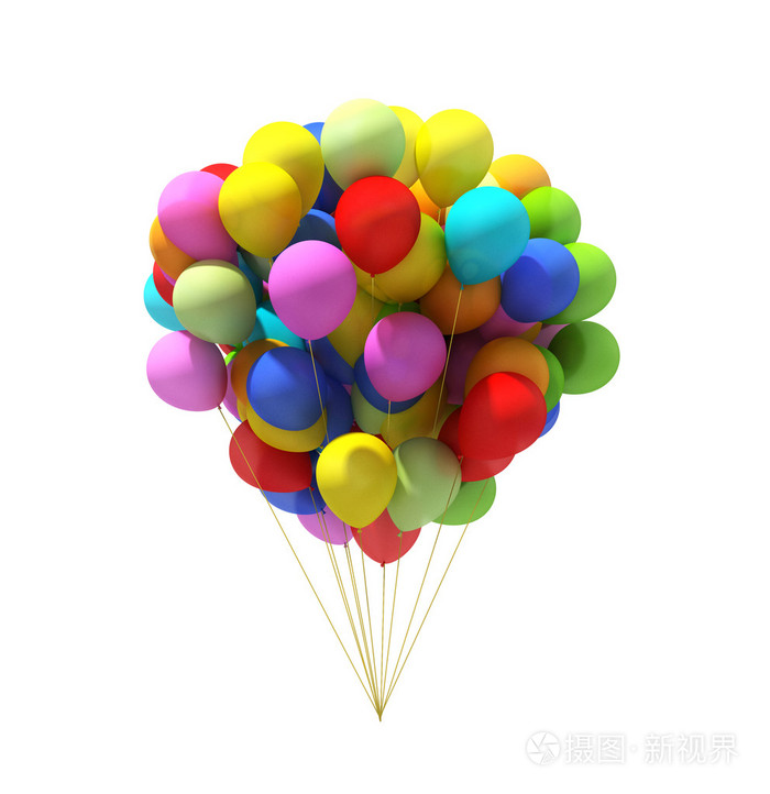 七彩气球一群孤立的白色背景