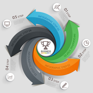 现代箭头业务模板。矢量图。可以用于工作流布局 图 数字选项 网页设计 图表和时间线