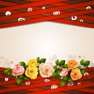 红色带与玫瑰背景