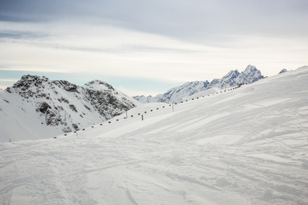 美丽的景色，从村里大格洛克纳山滑雪场