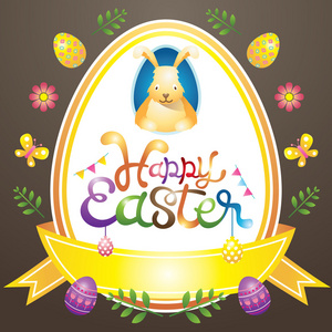 复活节的标题用鸡蛋和图标标签图片