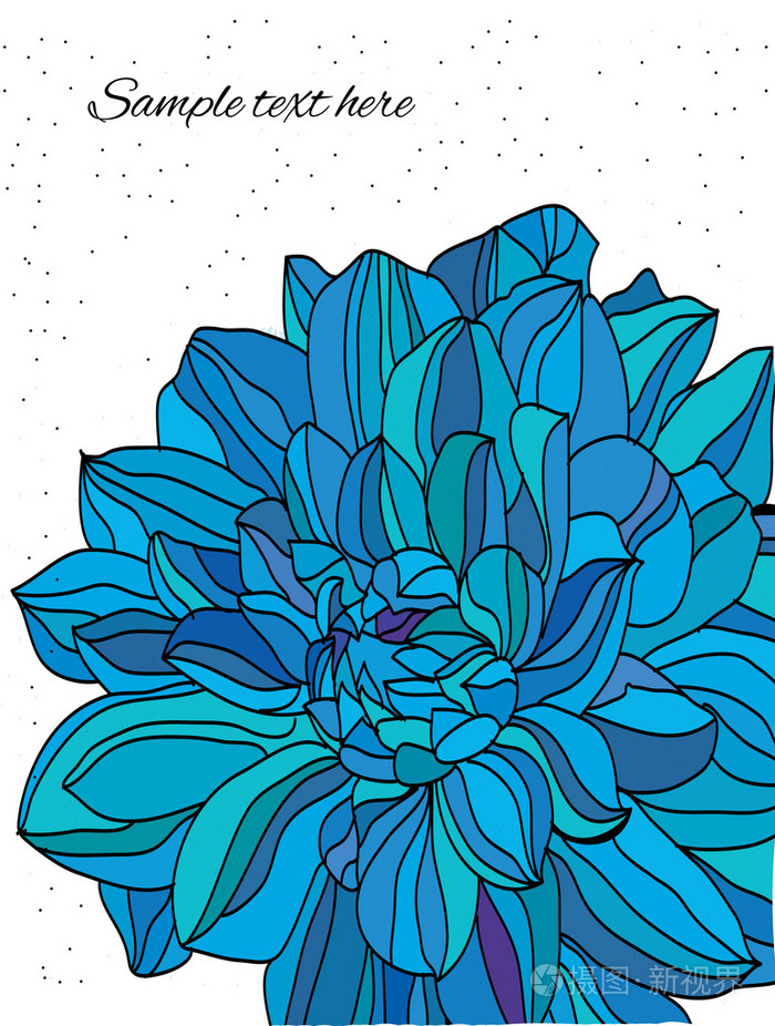 带蓝花花的波尔卡圆点装饰背景