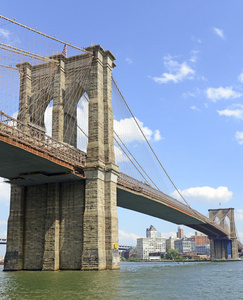 美国地标，东河，纽约市的布鲁克林大桥
