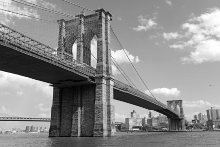 美国地标，东河，纽约市的布鲁克林大桥