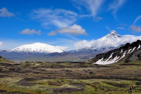 距离 火山 堪察加半岛 旅行 天空 夏天 在下面 自然 风景