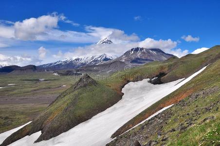 距离 堪察加半岛 火山 天空 自然 风景 夏天 石头 旅行