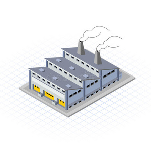 等轴测厂房矢量图