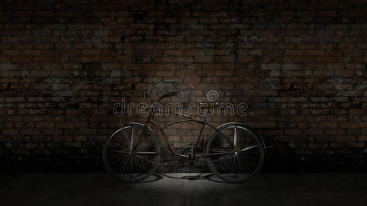 靠墙的旧自行车