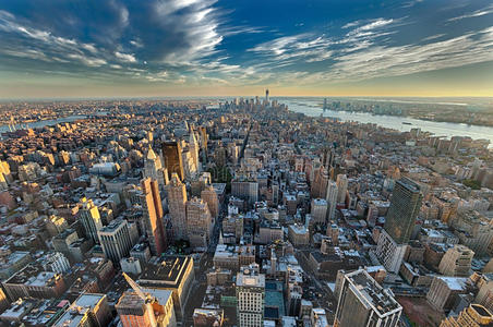 纽约曼哈顿，自由塔和新泽西