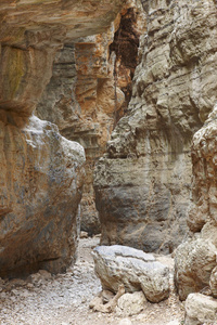 imbros峡谷的通道。克里特岛。希腊