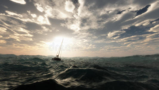 暴风雨中的帆船图片
