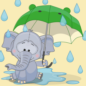 带伞的大象
