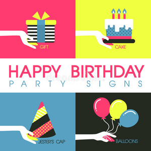 派对标志生日派对标志概念的平面设计照片