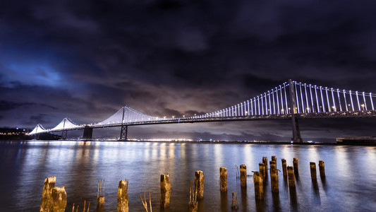 San Francisco 奥克兰湾大桥夜景