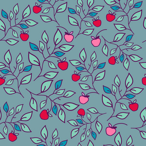 无缝模式与苹果和叶子