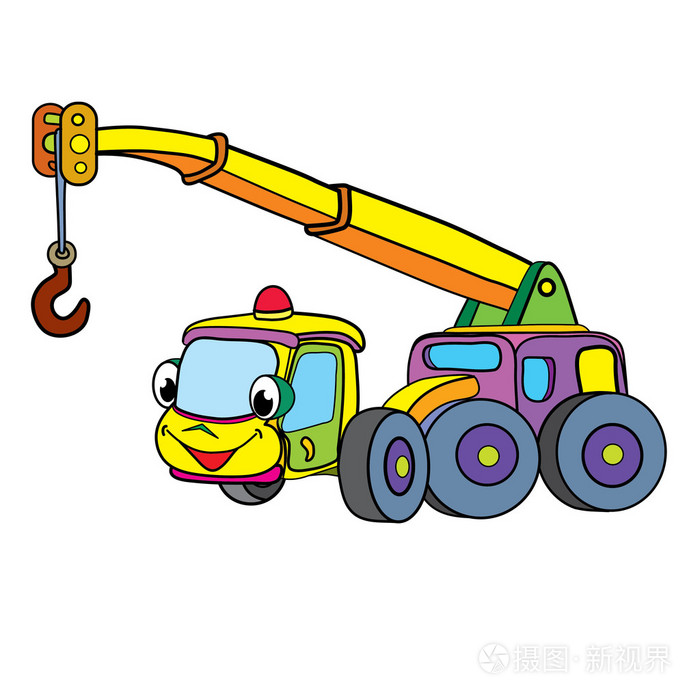 卡通搞笑汽车起重机