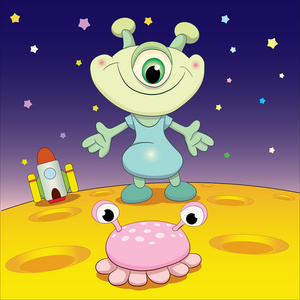 卡通快乐火星人照片