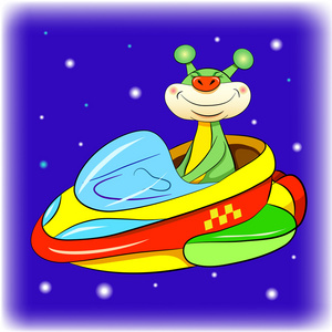 卡通开朗火星人插画