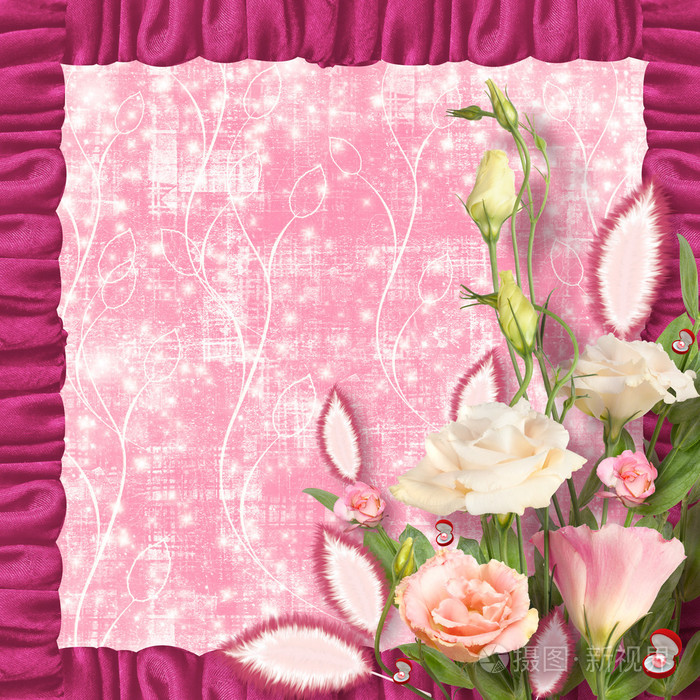 束美丽的粉红色玫瑰花并邀请或 congratul