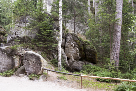 Adrspach 国家公园特普利采岩石。岩镇。捷克共和国