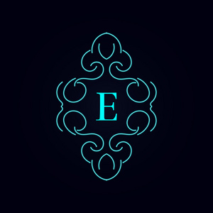 书法会标的花艺设计，复古图案标志字母 e