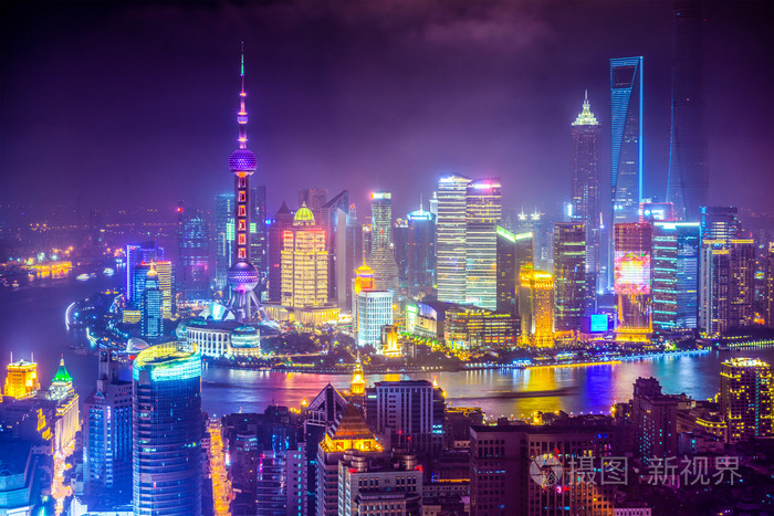 上海中国城市景观在晚上