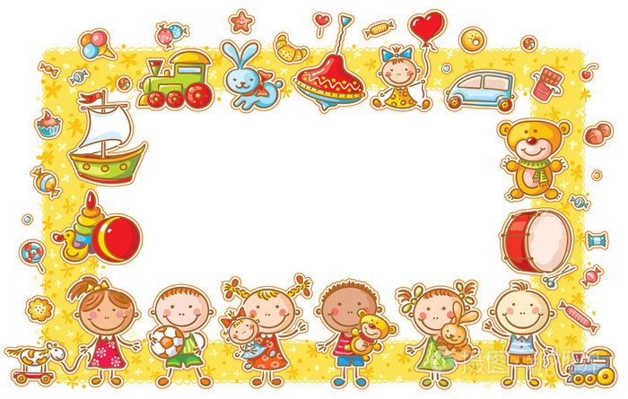 与卡通孩子的矩形框架