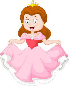 卡通公主在粉红色的连衣裙