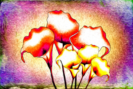 抽象花卉油画图片