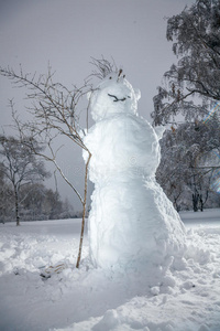 站在森林边的雪人