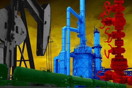 美国油气工业说明概念