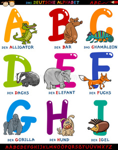 卡通动物德语字母表