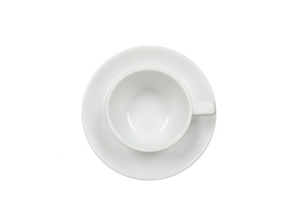 空杯咖啡在白色背景上的顶视图