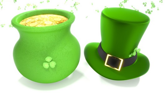 圣 Patrick 节帽子和一桶金