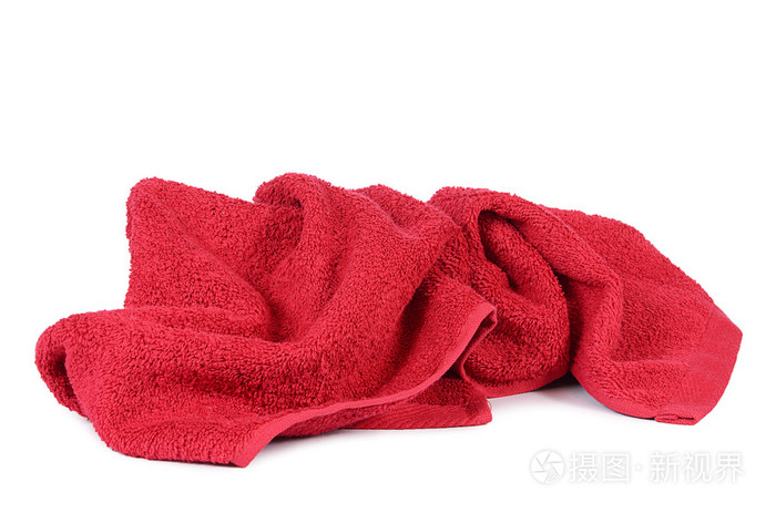 孤立在白色背景上的红色毛巾