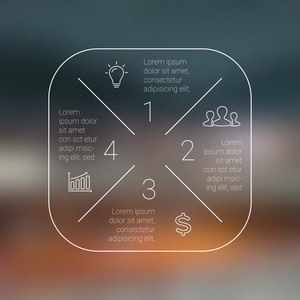 圆线图。用于循环图 图 演示文稿和圆图的模板。经营理念与 4 选项 零件 步骤或过程。线性的图形。模糊向量背景