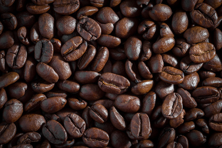 咖啡豆。附近的宏观背景和纹理