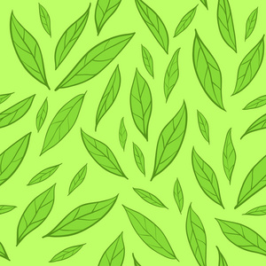 无缝模式与绿色的树叶