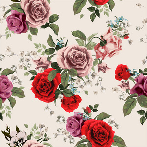 红色和粉色的玫瑰花卉图案