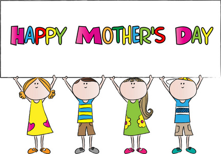 卡通绘图快乐母亲节卡