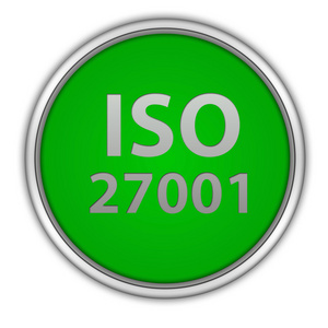 Iso 27001 白色背景上的圆形图标